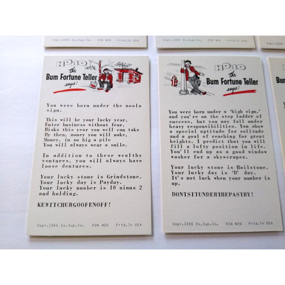 8 Horoscope Fortune Teller Penny Arcade Game Machine Cards Exhibit 1966 Vintage - Picture 5 of 5